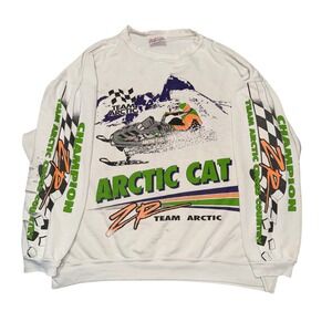 Vintage 1994 Arctic Cat ZR Team Arctic Racing Sweatshirt All Over Print USA 90s